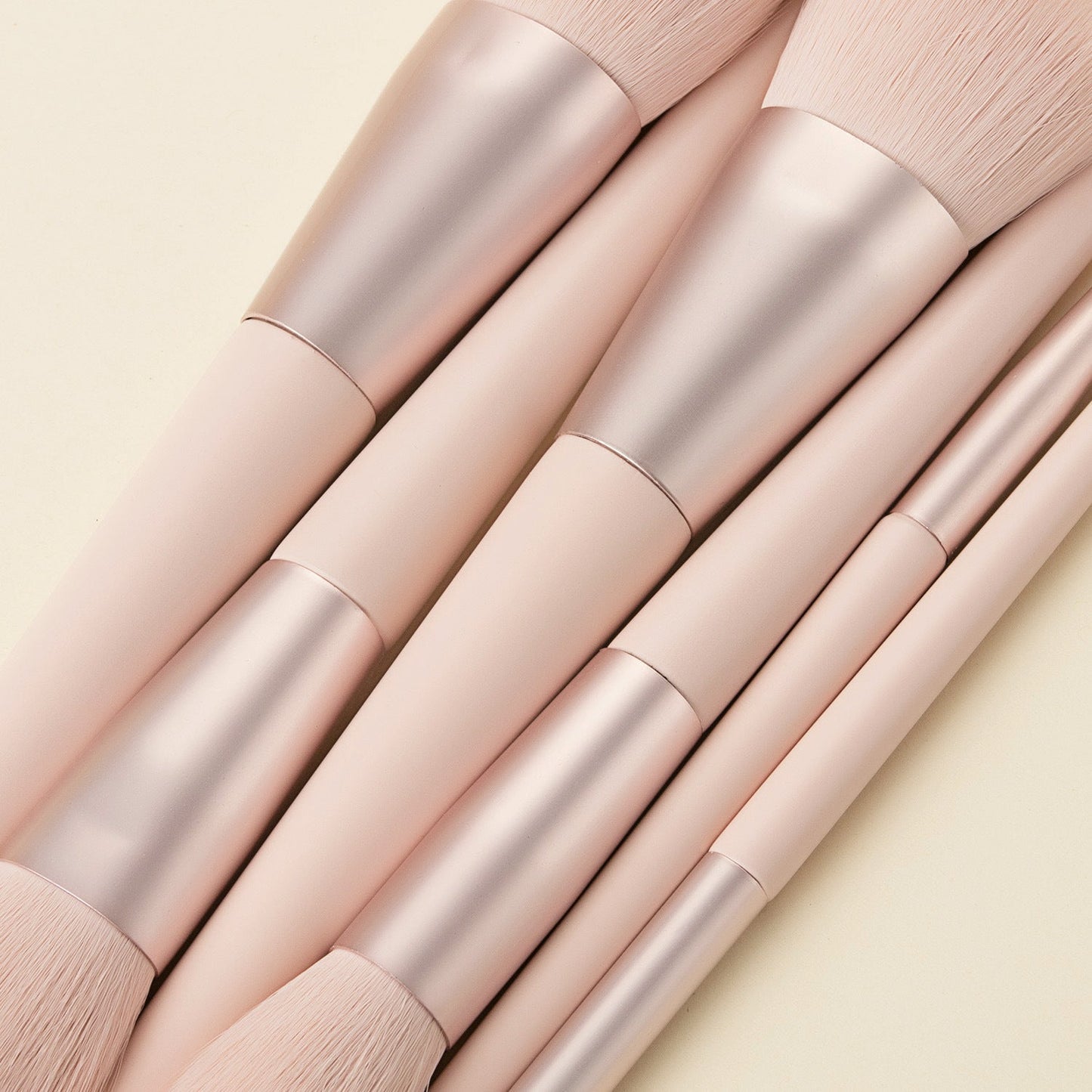Soft Synthetic Fiber Makeup Brush Set with Pink Handles and Travel Case