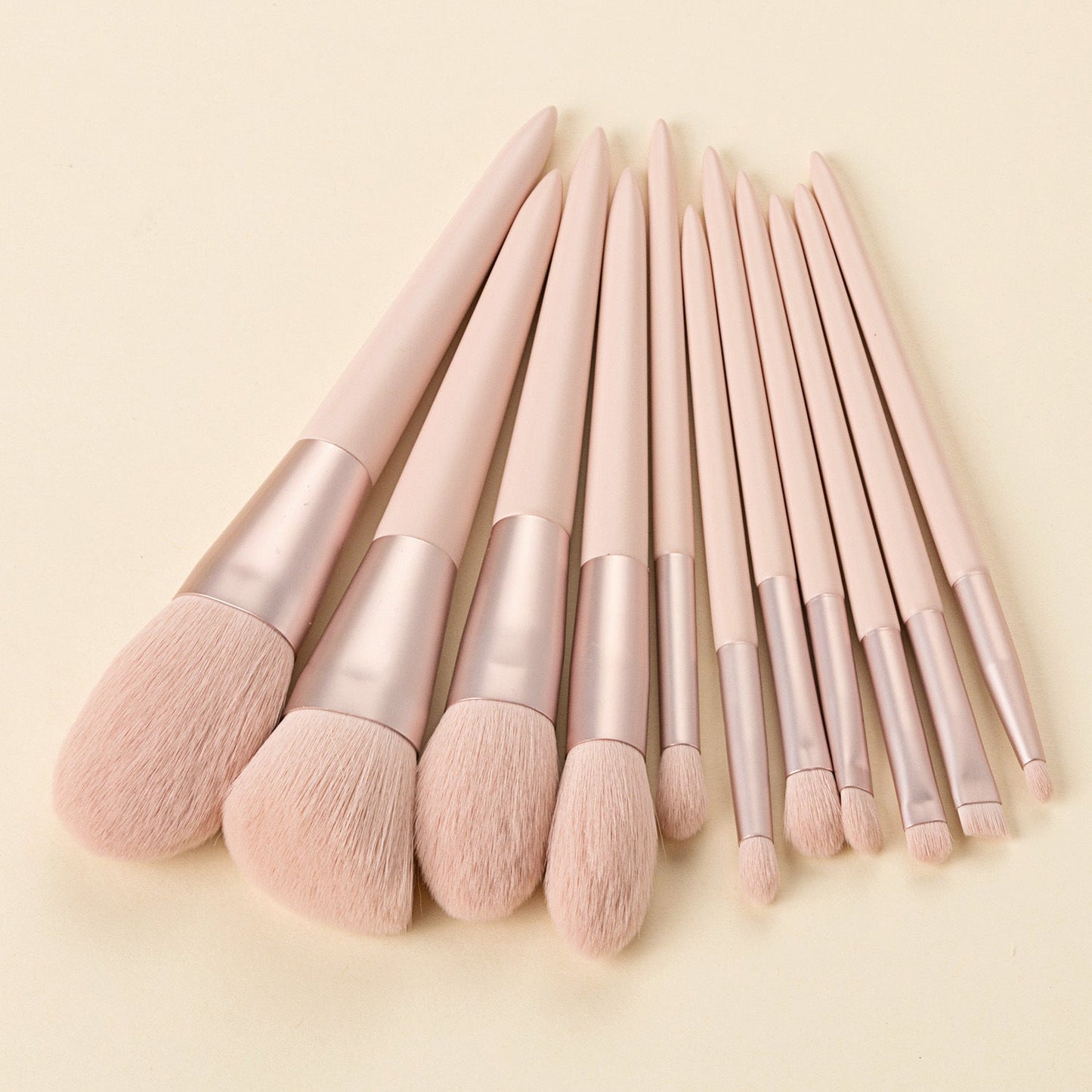 Soft Synthetic Fiber Makeup Brush Set with Pink Handles and Travel Case